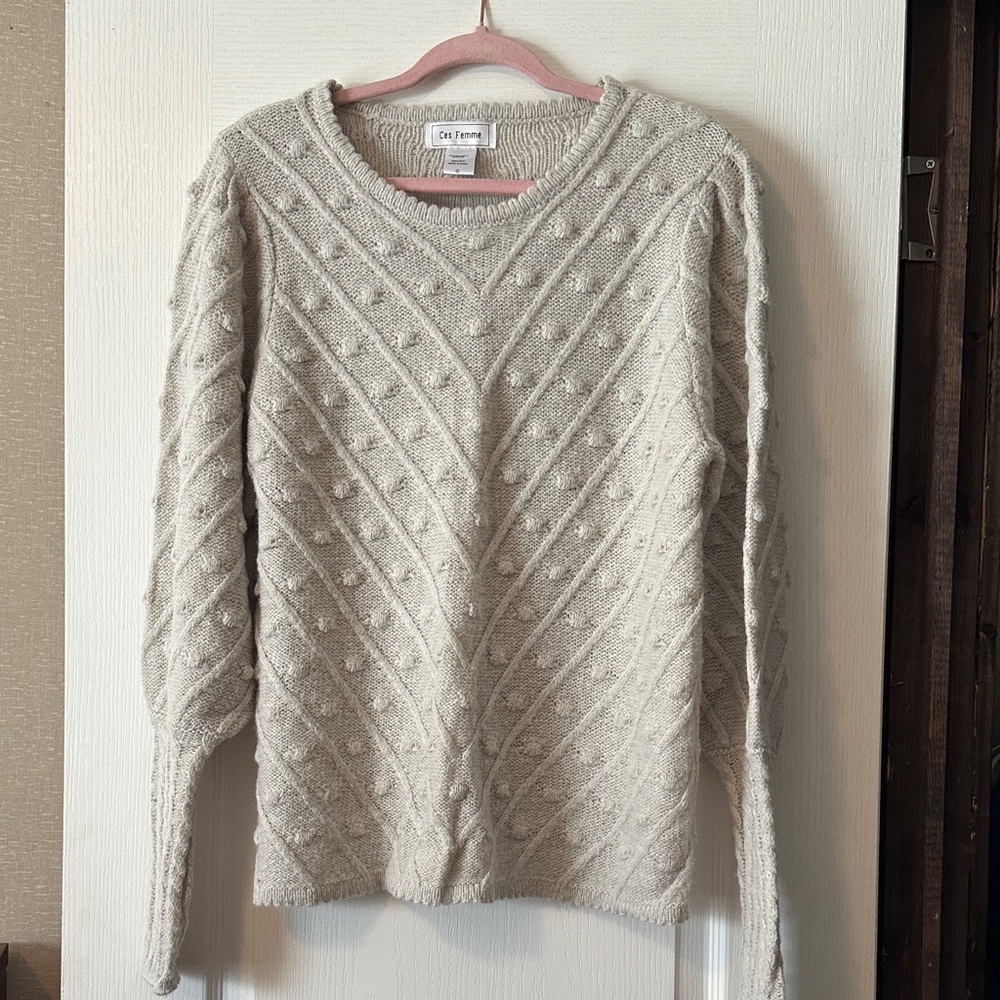 Ces Femme Textured Cream Sweater